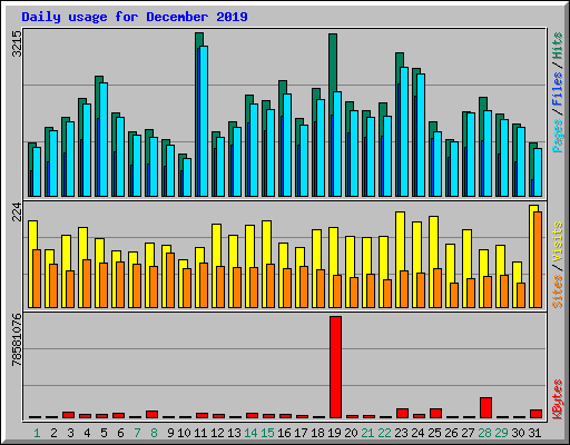 Daily usage for December 2019