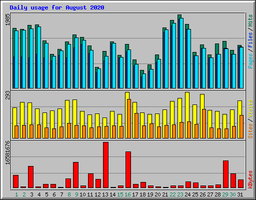 Daily usage for August 2020
