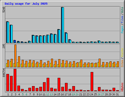 Daily usage for July 2025
