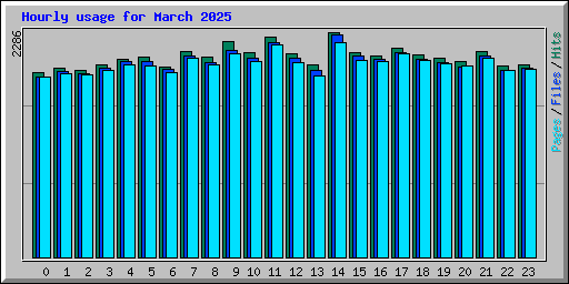 Hourly usage for March 2025